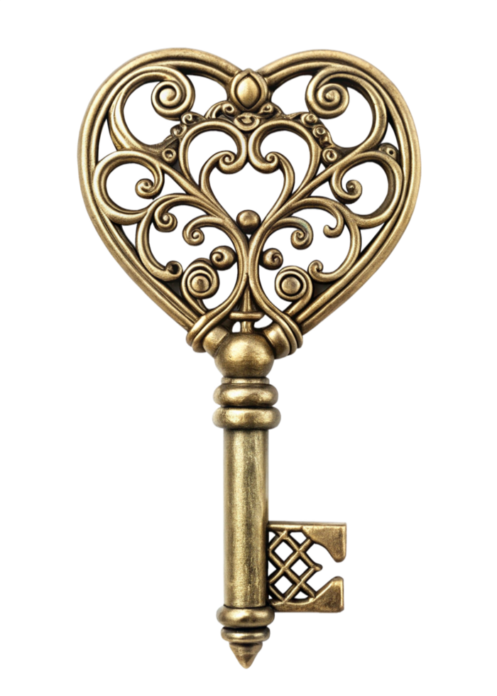 Luxurious Ornate Heart Key Design png