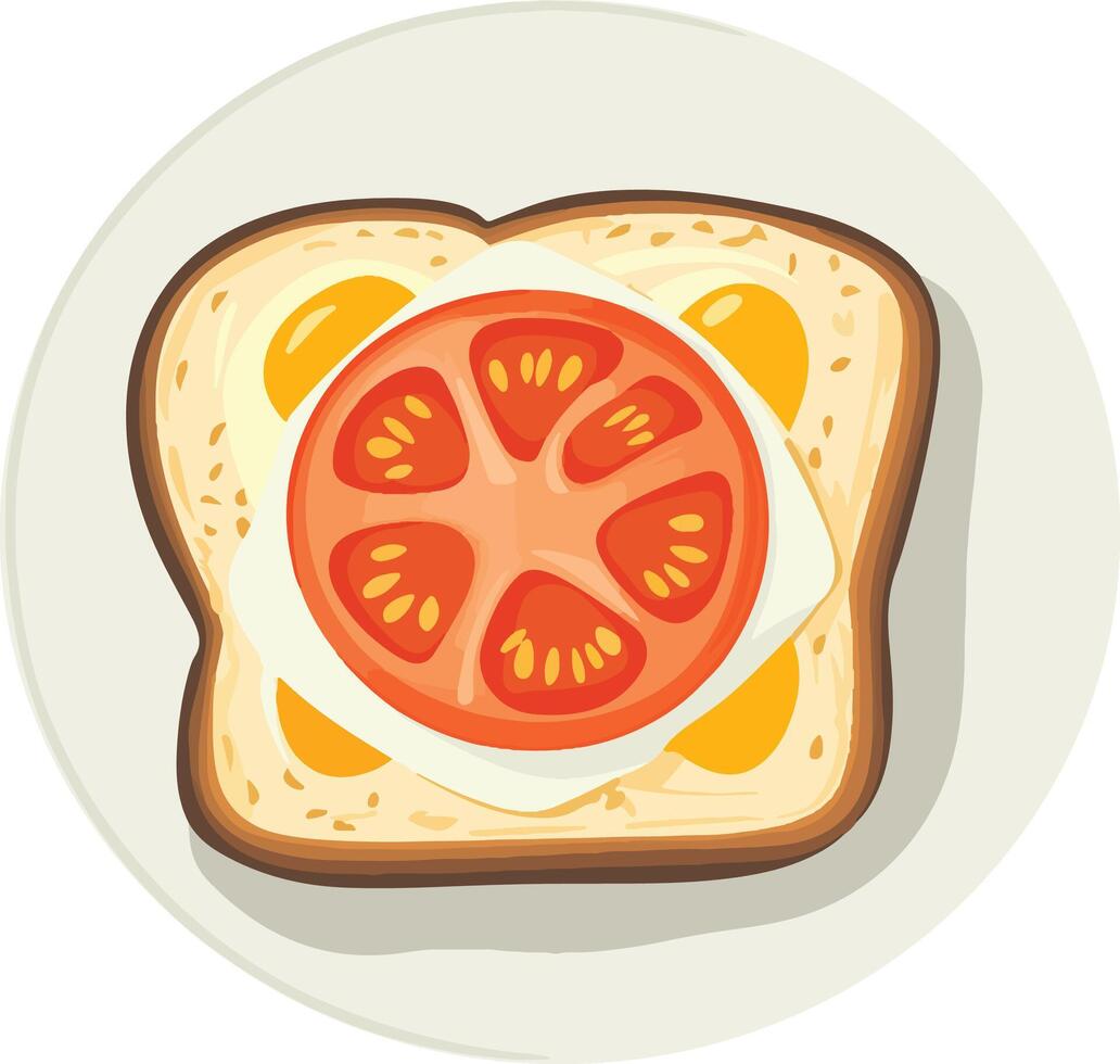 toast with a fried egg and tomato slice vector