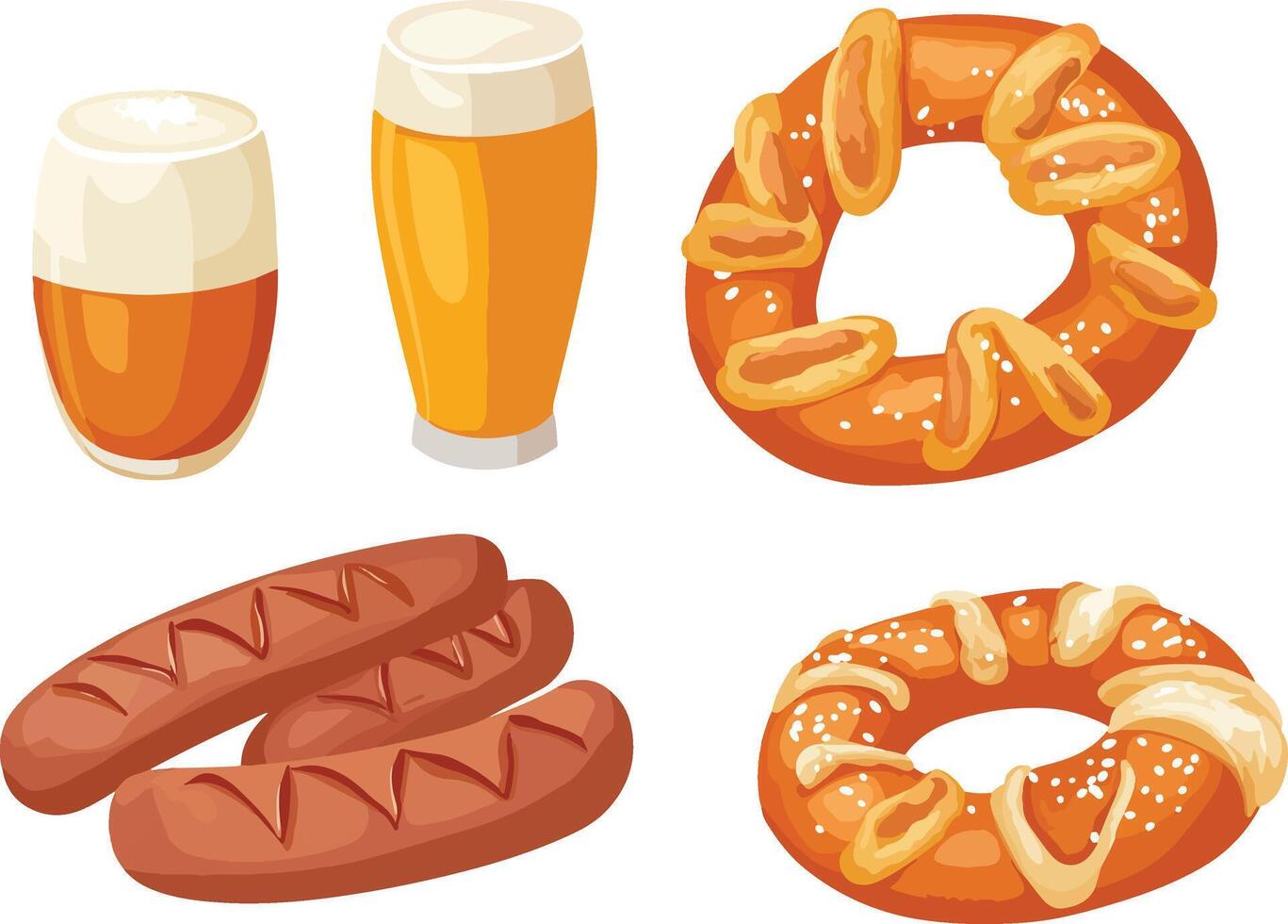 pretzels snack and beer, Oktoberfest vector