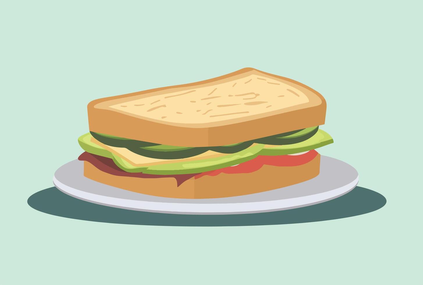 toast with a tomato slice. Ideal for breakfast vector