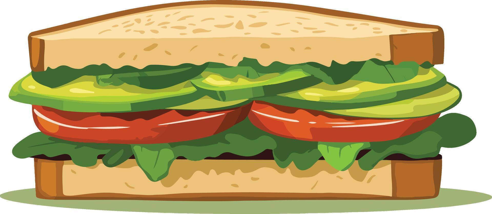 sandwich with fresh vegetables and greens. vector