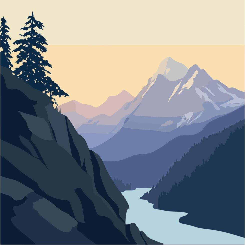 mountain landscape with tall, sharp peaks vector