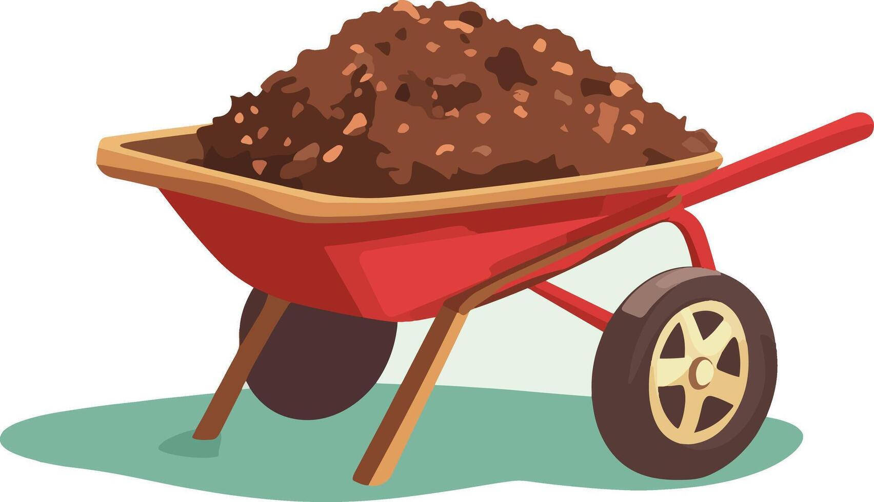 red wheelbarrow filled with soil vector
