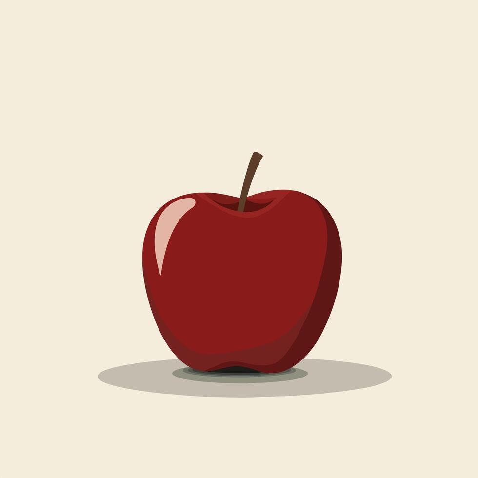 red apple with a smooth, shiny surface, flat style vector