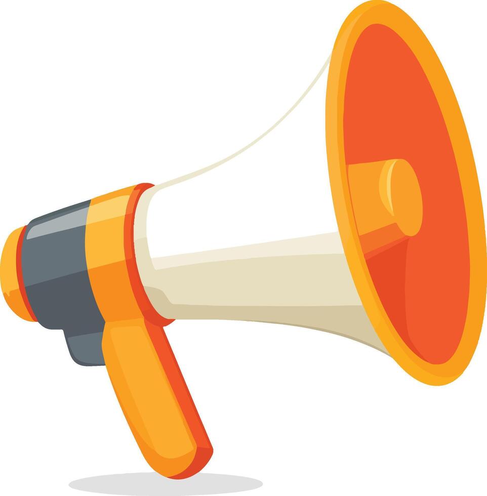 illustration of an orange and white megaphone vector