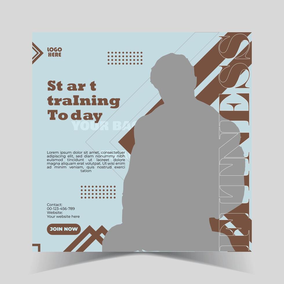 Fitness gym training social media post design template for Fitness, Gym, Workout, Sports and Bodybuilding. Free vector