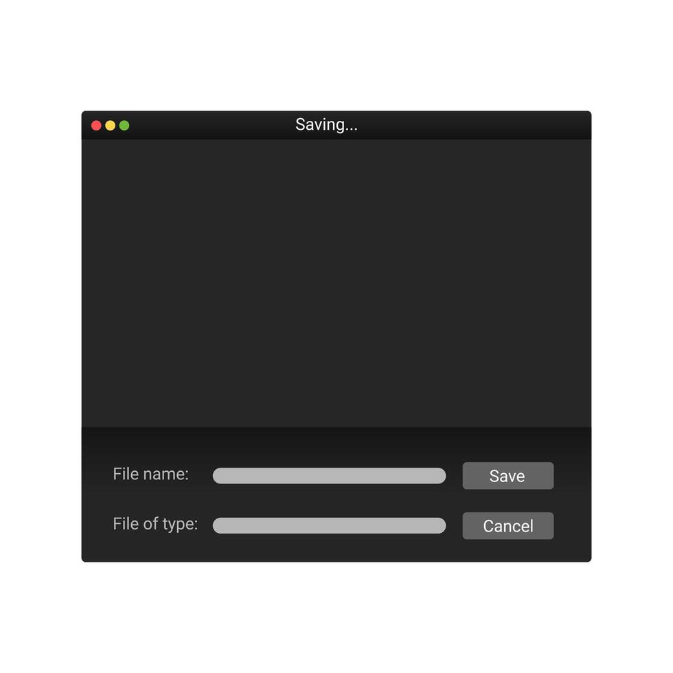 Modern file manager system in dark style on screen. vector