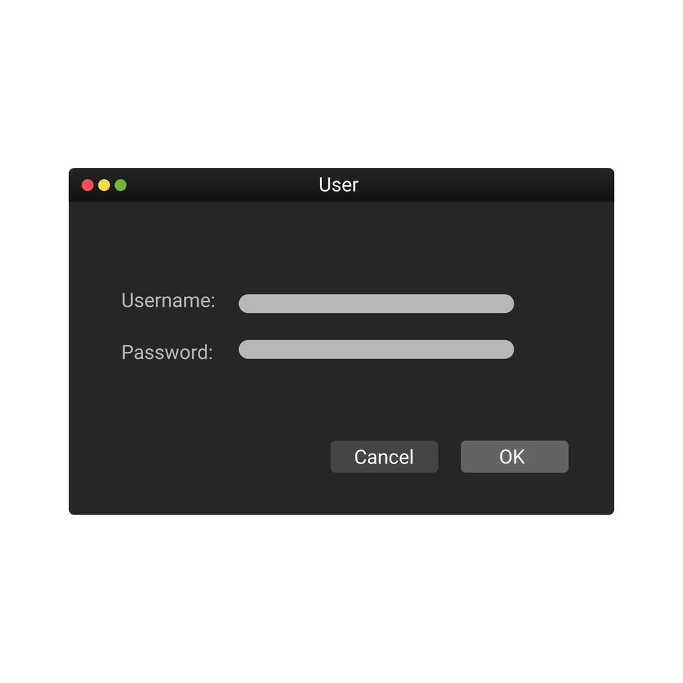 User interface panel with password in modern style with black colors. vector