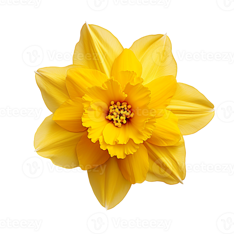 A daffodil top view isolated on transparent background png