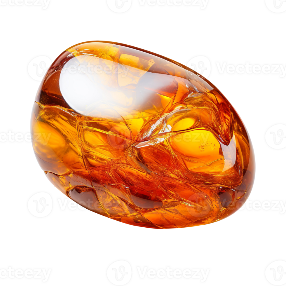 An orange amber gemstone isolated on transparent background png
