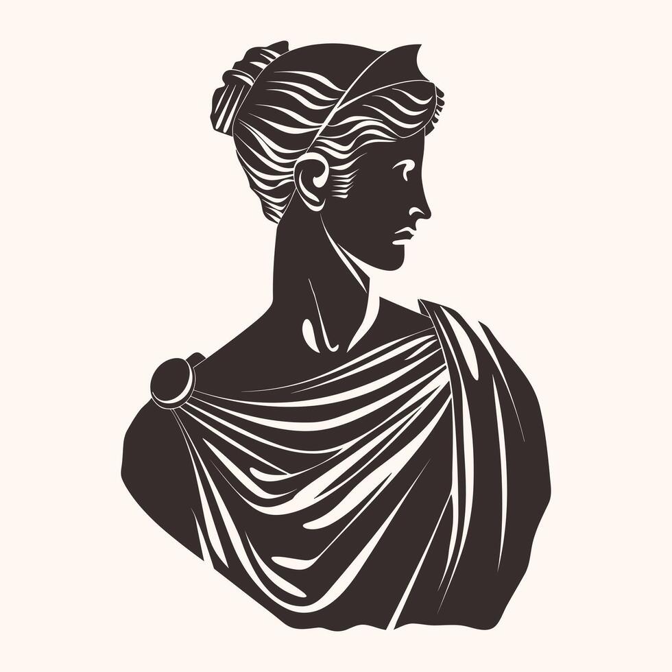 Antic sculpture Aphrodite or Venus. Ancient woman statue, female bust icon isolated on white background vector