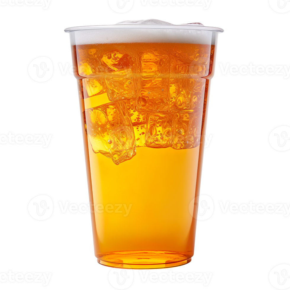 Beer in a plastic cup isolated on transparent background png