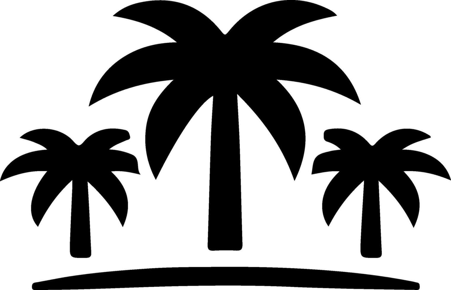 A black-and-white image of palm trees with a palm tree in the background. vector