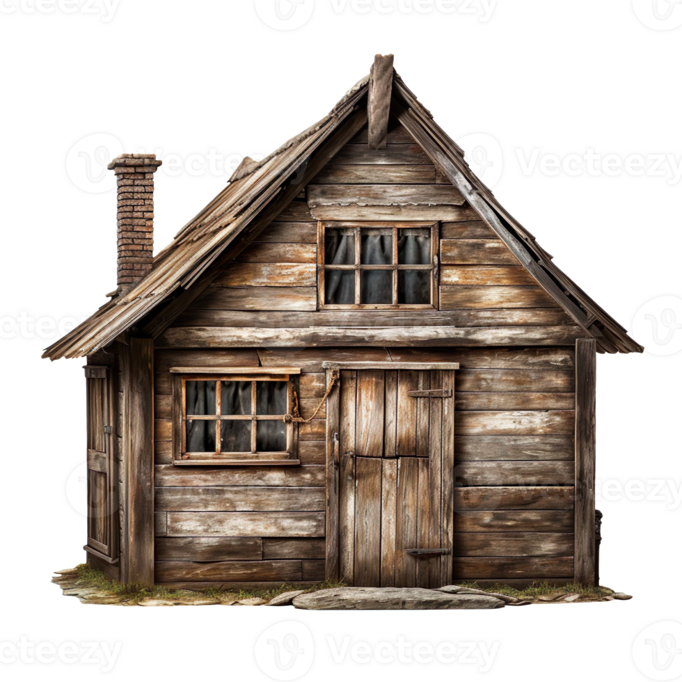 An old wooden hut isolated on transparent background png