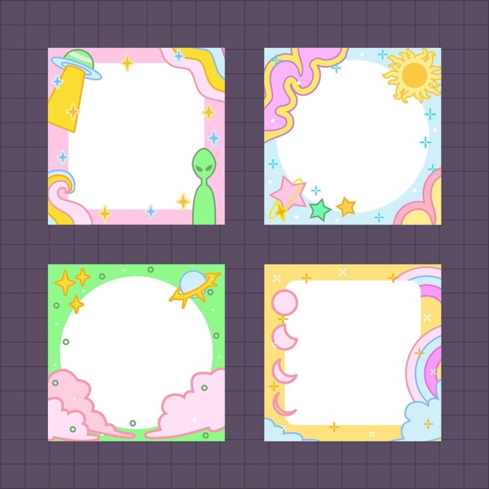 a pack of galaxy frame design vector