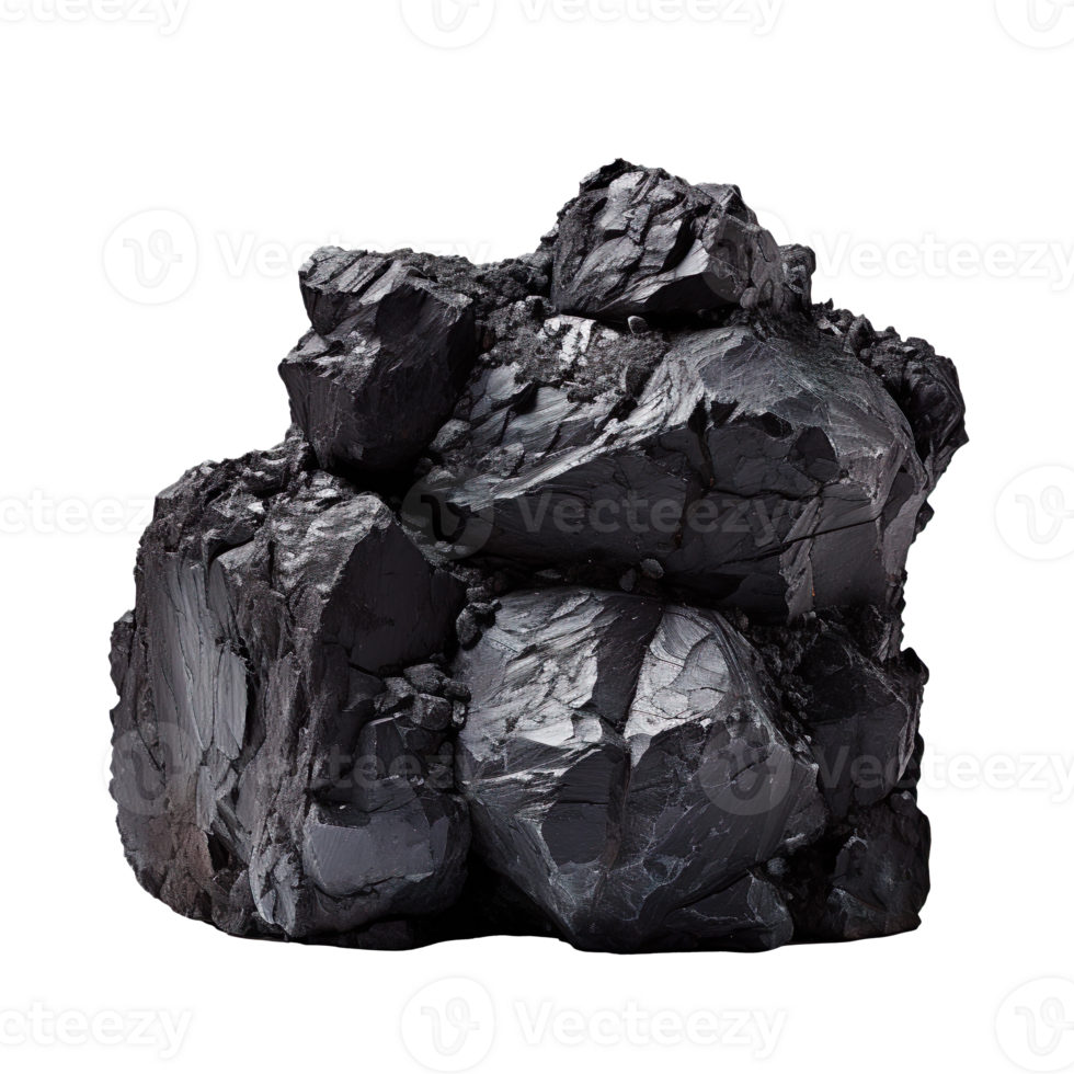 A solid piece of coal isolated on transparent background png