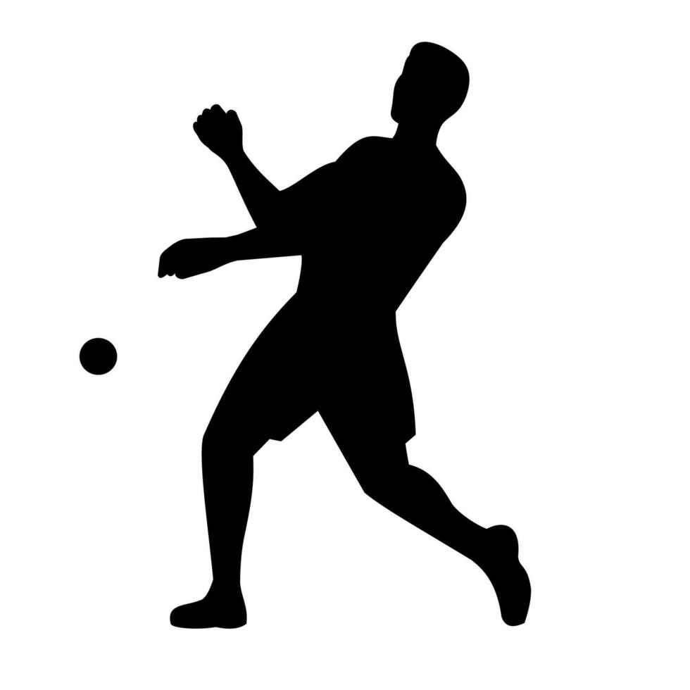 Male American Handball or Wallball Player Hitting Ball Front View Silhouette vector