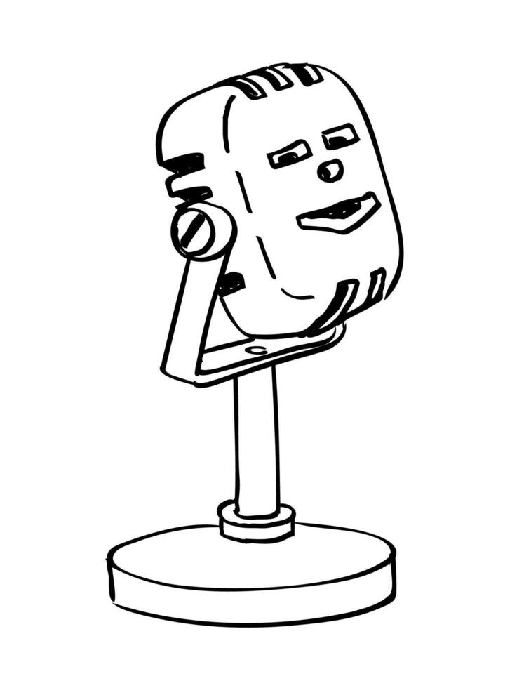 Cartoon Vintage Microphone Mic Talking Drawing vector