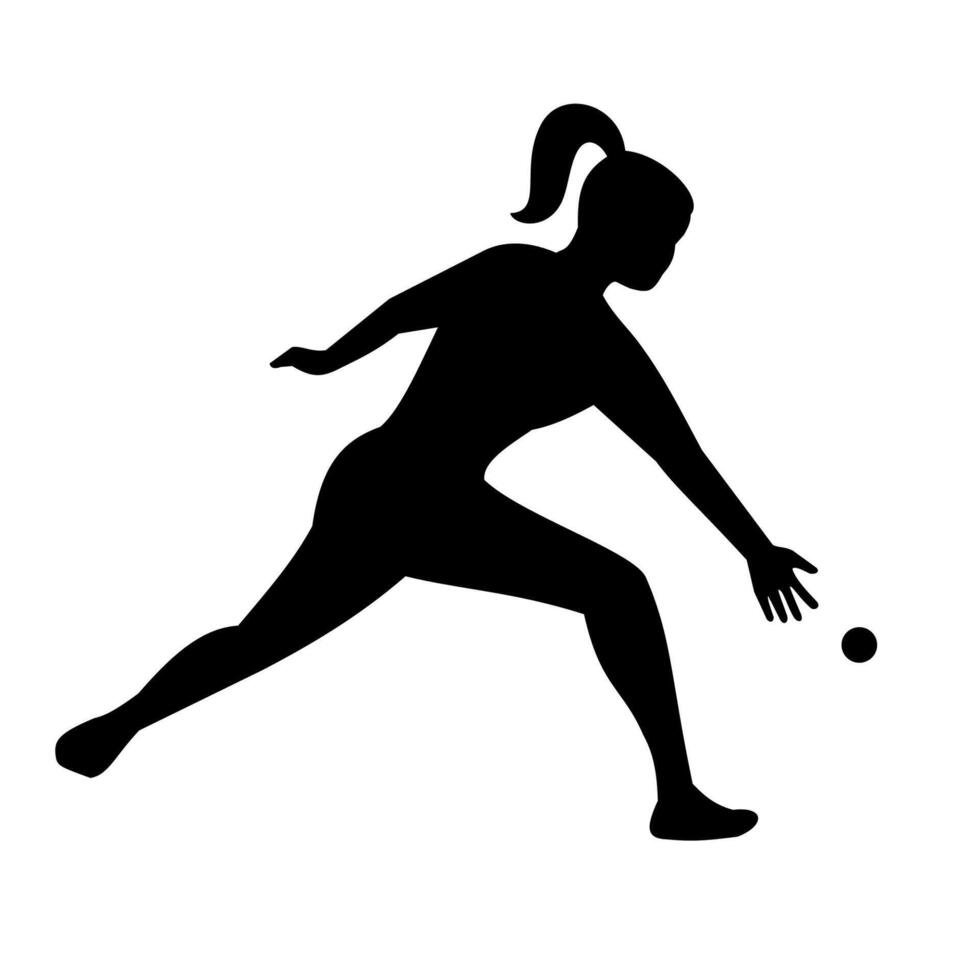 Female American Handball or Wallball Player Hitting Ball Side View Silhouette vector