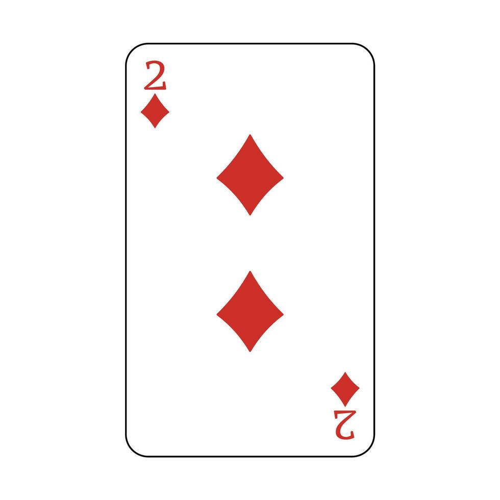 The playing card is red diamond number two. vector
