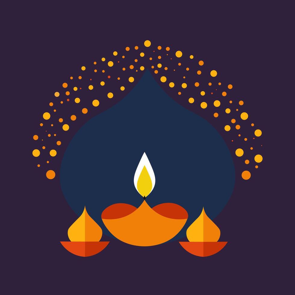Happy Diwali festival of light. Hand drawn flat illustration for Indian holiday bright of lights for text. Design for flyer, card. The image created without any artificial intelligence software vector