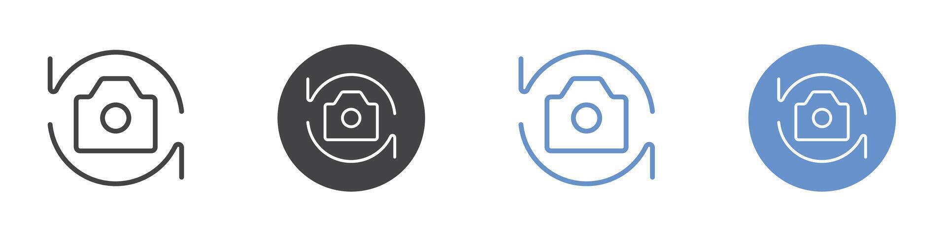 Rotate camera icon Flat set in black and white color vector