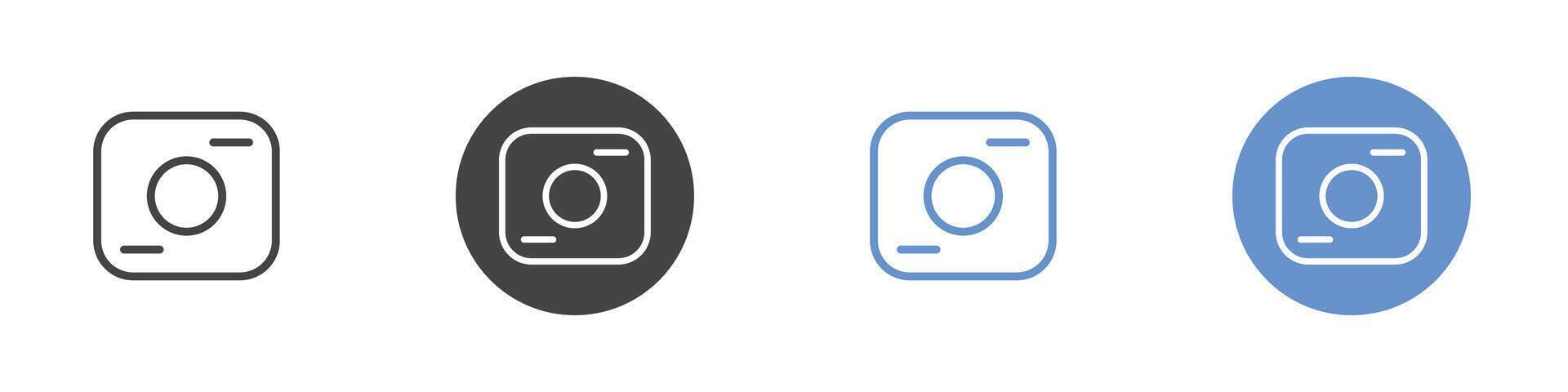Camera icon Flat set in black and white color vector
