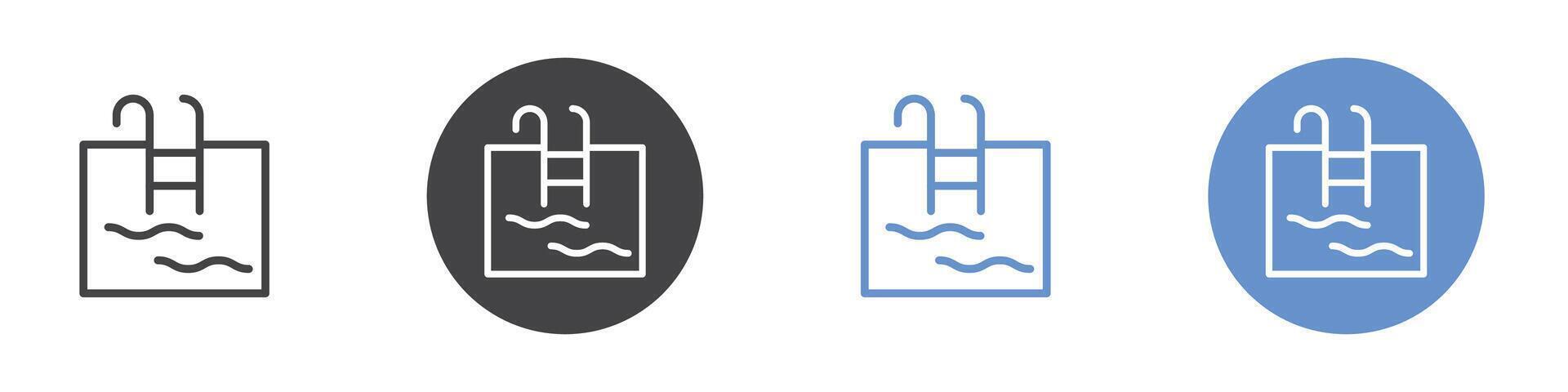 Swimming pool icon Flat set in black and white color vector