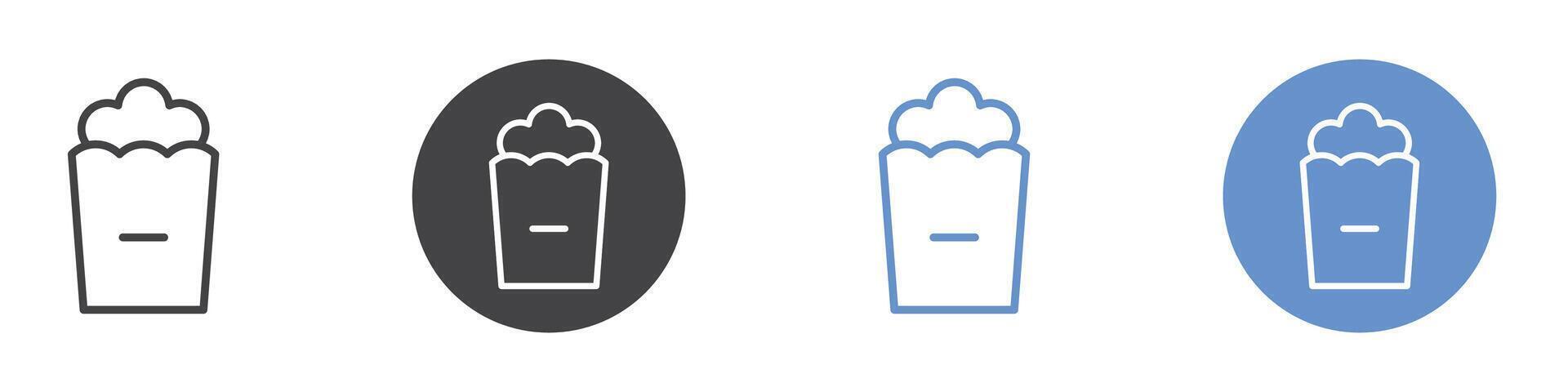 Pop corn icon Flat set in black and white color vector