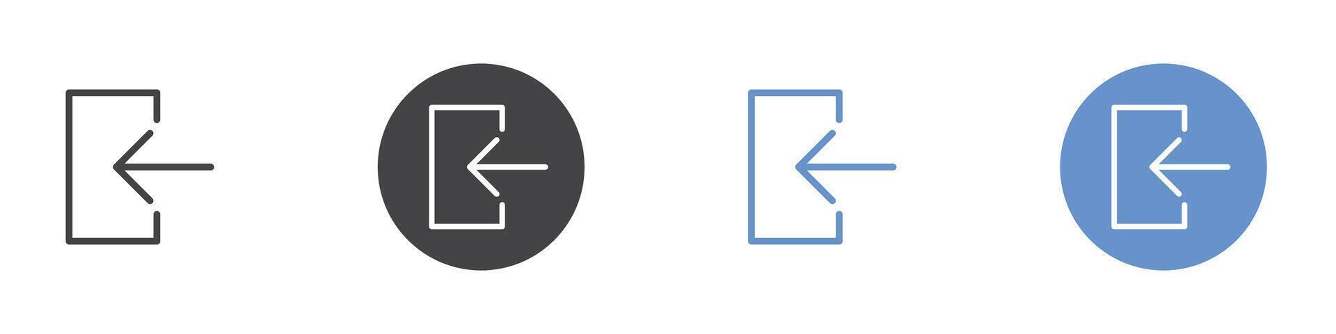 Log in icon Flat set in black and white color vector