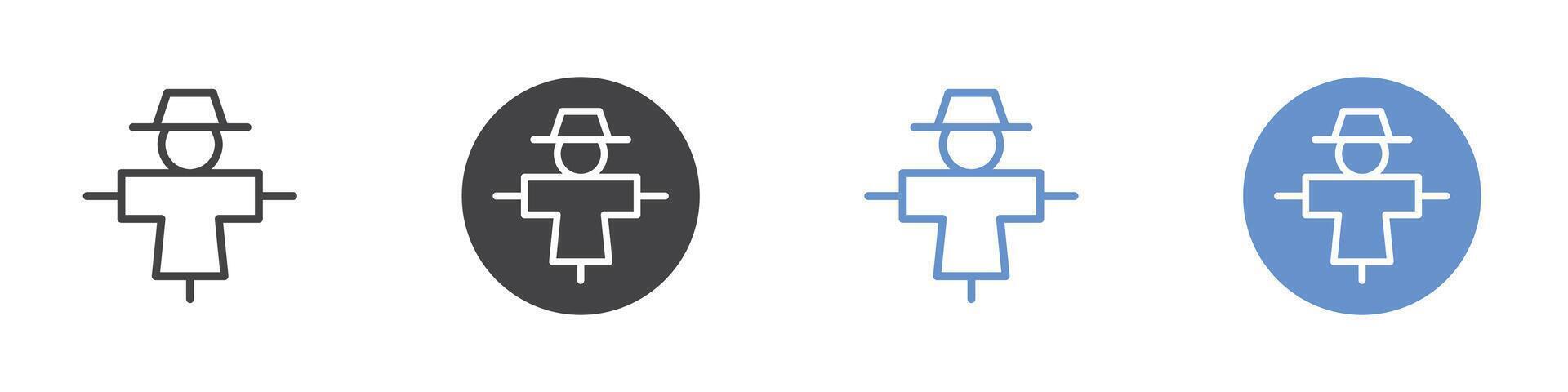 Scare crow icon Flat set in black and white color vector