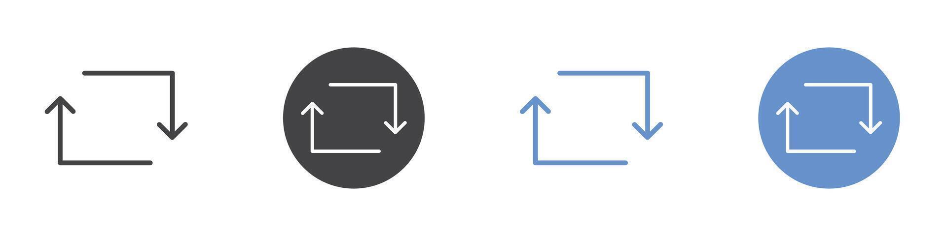 Refresh icon Flat set in black and white color vector