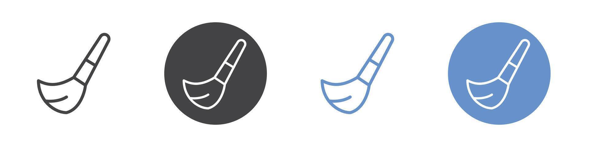 Brush icon Flat set in black and white color vector