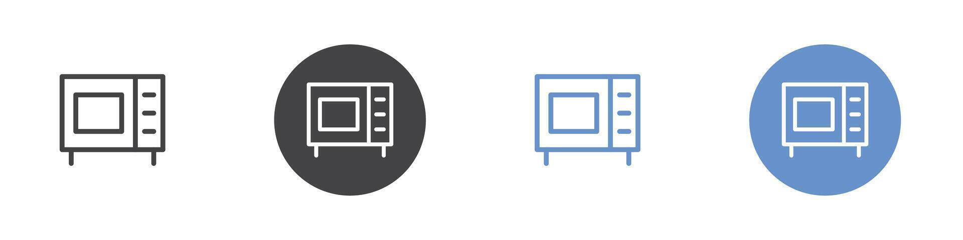 microwave icon Flat set in black and white color vector