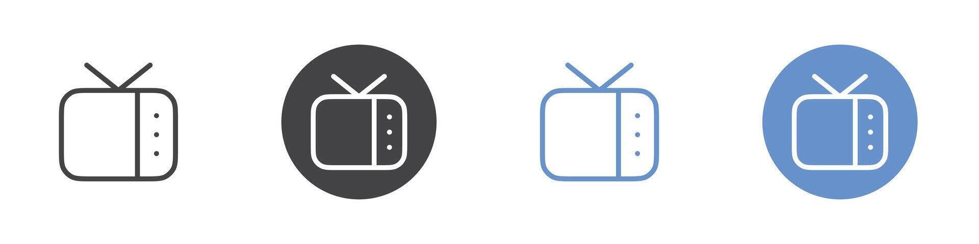TV icon Flat set in black and white color vector