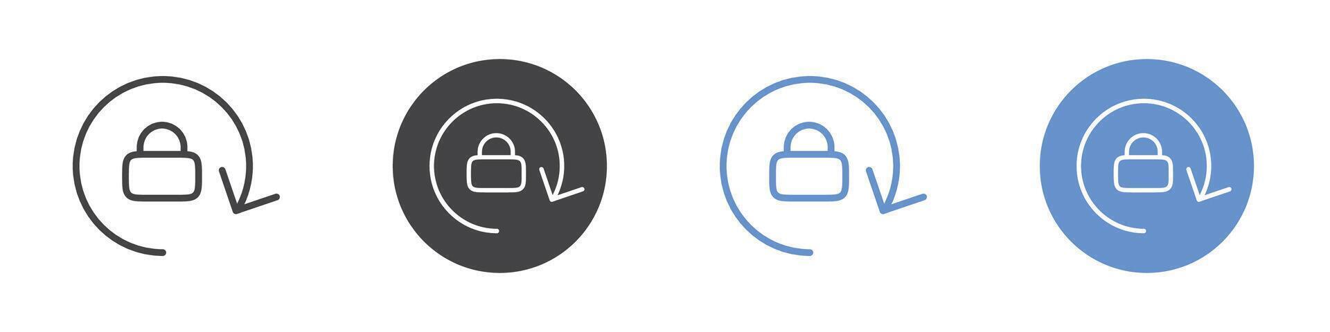 Rotation lock icon Flat set in black and white color vector