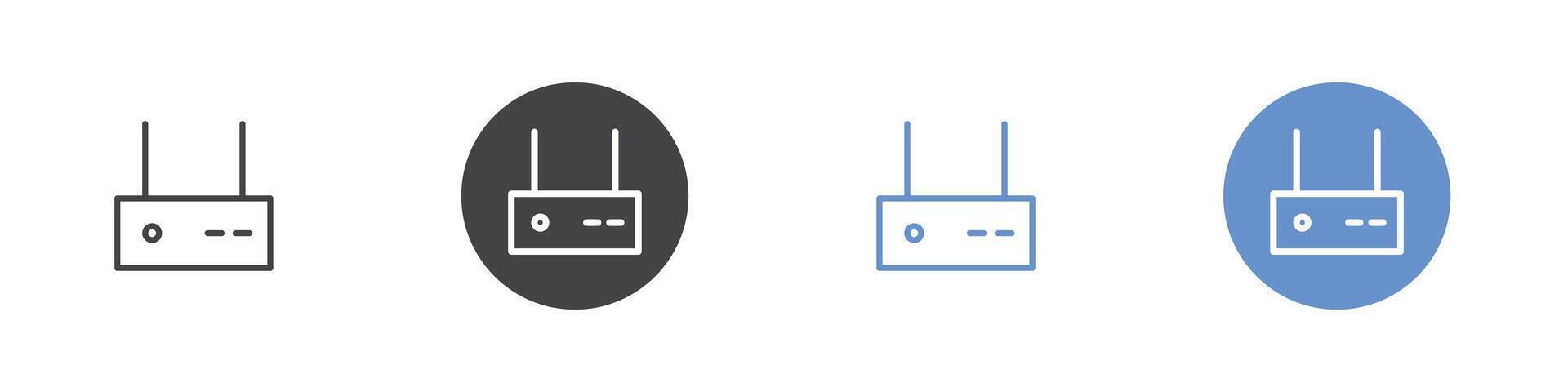 Router icon Flat set in black and white color vector