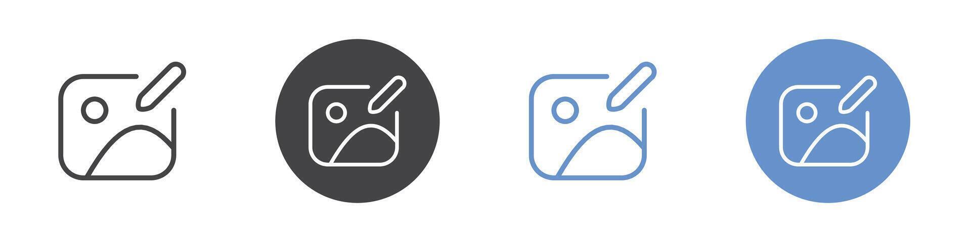 Photo edit icon Flat set in black and white color vector