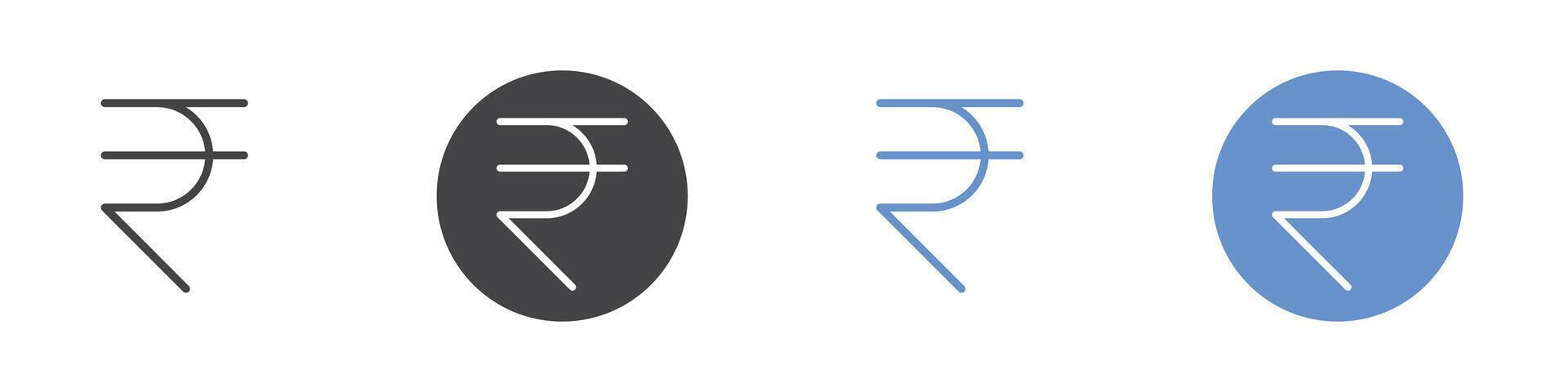 Rupee icon Flat set in black and white color vector