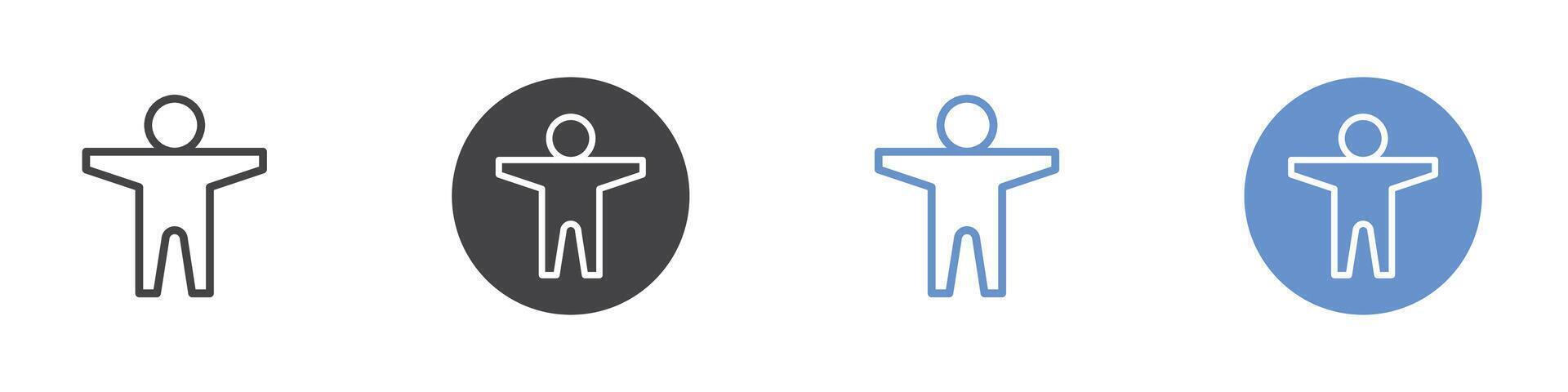 Man icon Flat set in black and white color vector
