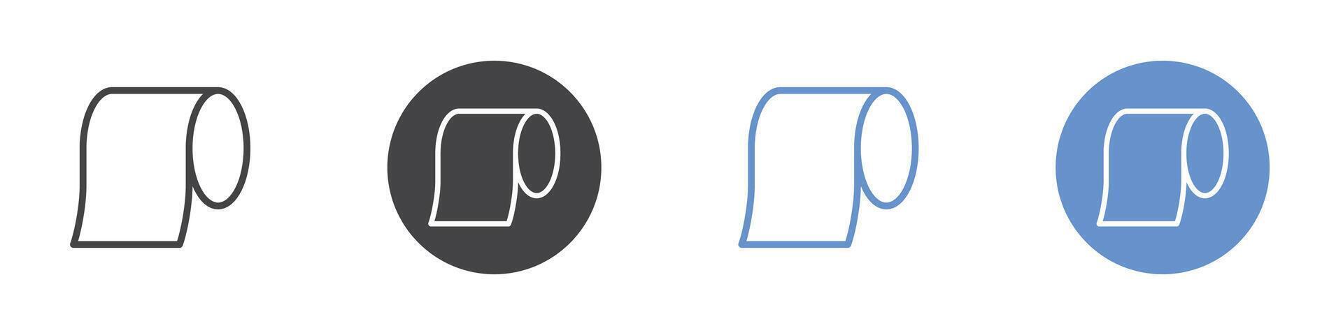 Tiolet paper icon Flat set in black and white color vector
