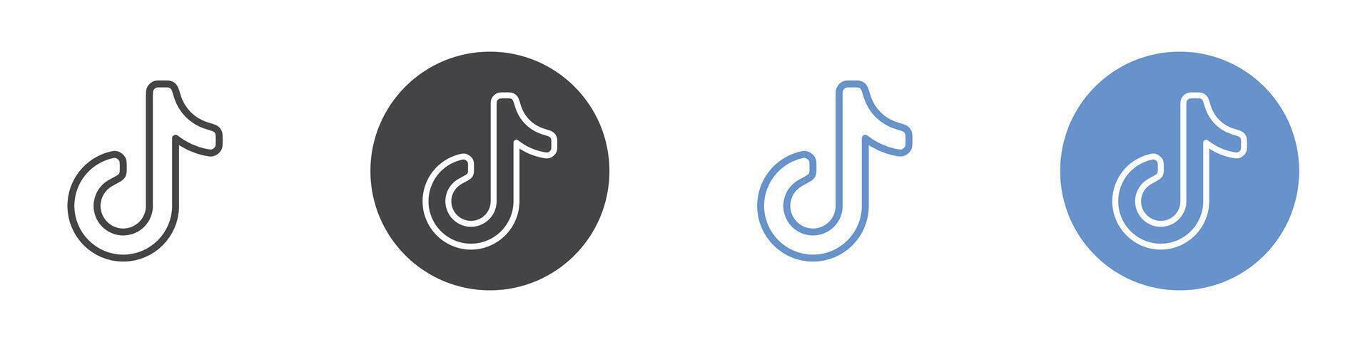 Tiktok icon Flat set in black and white color vector