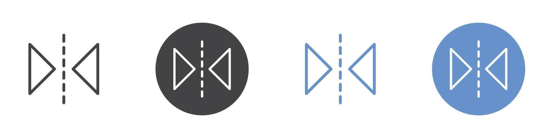 Vertical reflection icon Flat set in black and white color vector