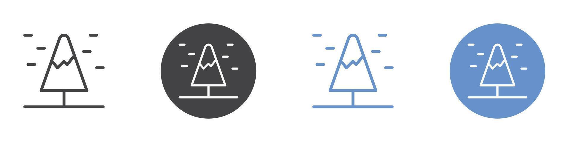 Pine tree icon Flat set in black and white color vector