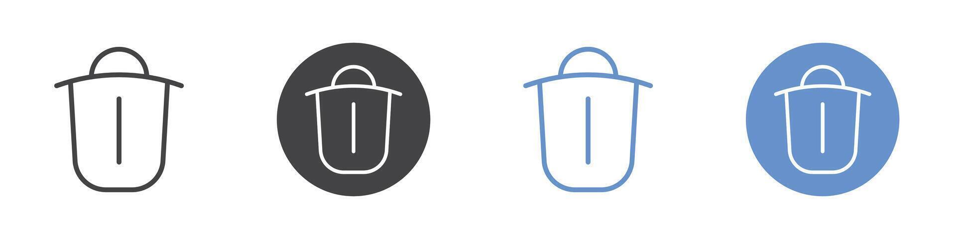 Trash icon Flat set in black and white color vector