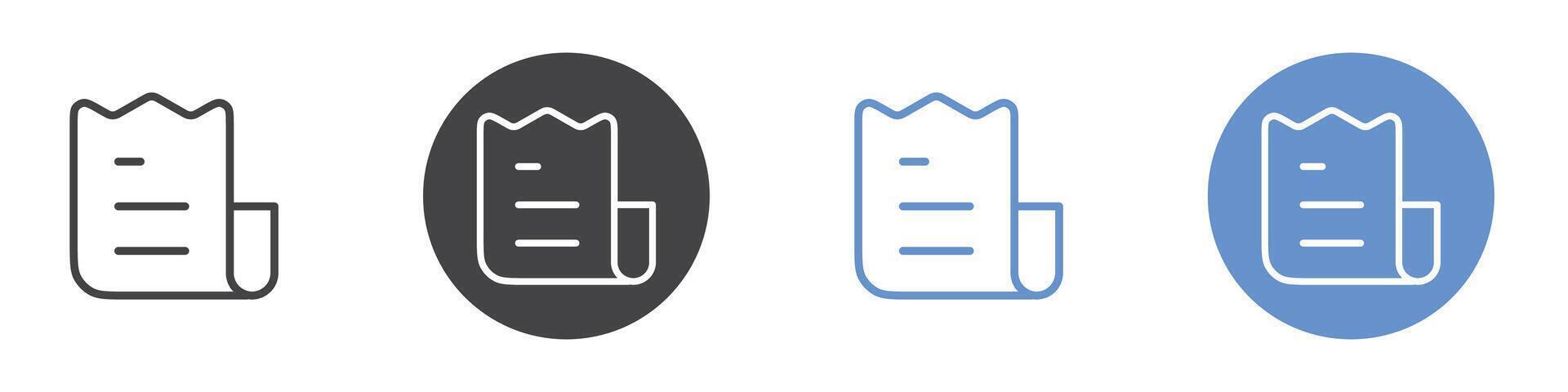 Reciept icon Flat set in black and white color vector