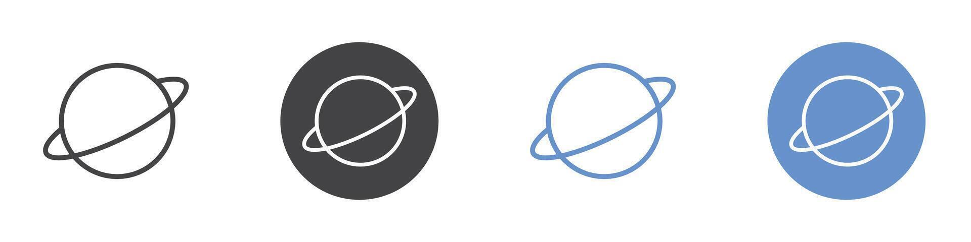 Planet icon Flat set in black and white color vector