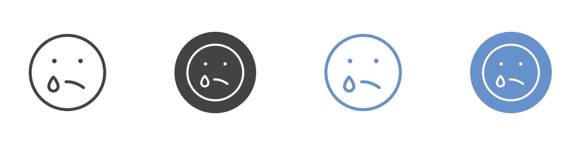 Sad icon Flat set in black and white color vector