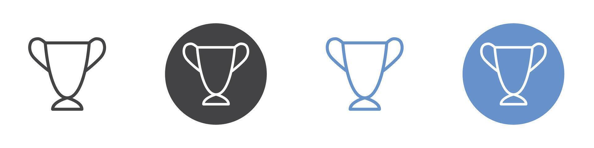 Trophy icon Flat set in black and white color vector