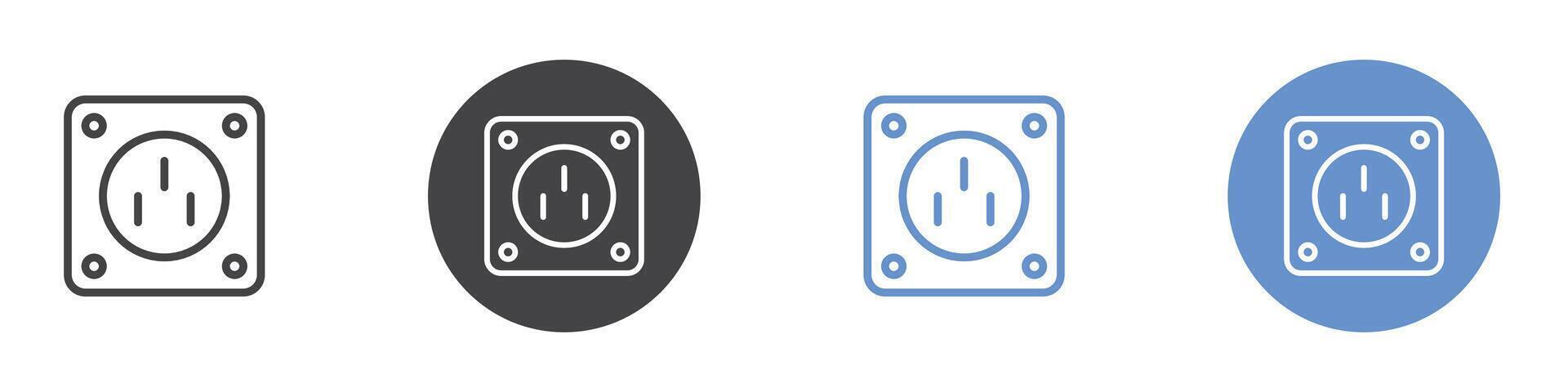 Socket icon Flat set in black and white color vector